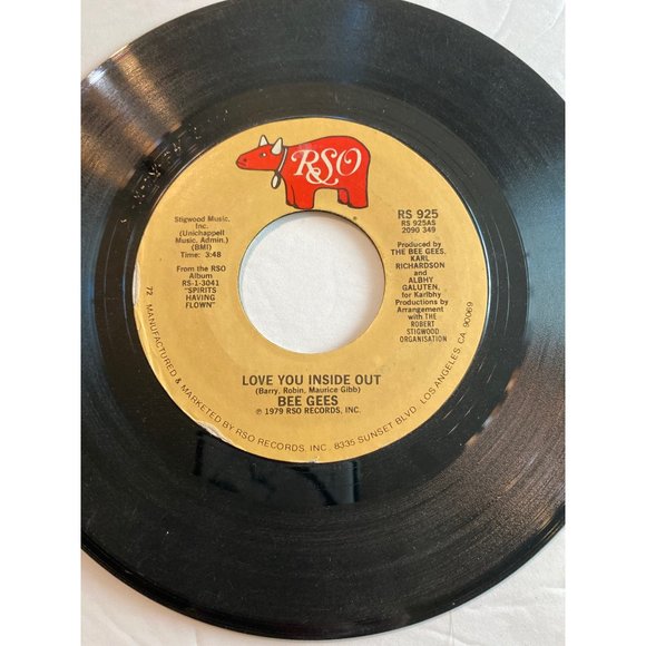 Vintage 7” 45 RPM vinyl record Bee Gees love you inside out I'm satisfied - Picture 4 of 4